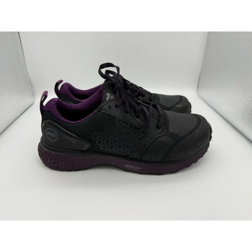 Timberland Pro Shoes Womens 7.5 Black/Purple Composite Comp Toe Anti Fatigue